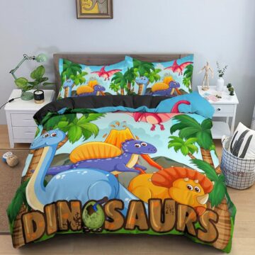 Housse de couette dinosaure colorée