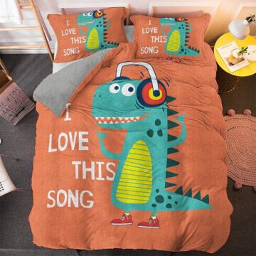 Housse de couette dinosaure pour fille en coton