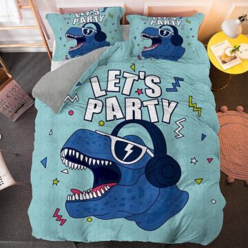Housse de couette dinosaure T-rex bleu