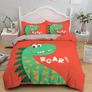 parure de lit 2 personnes garcon dinosaure